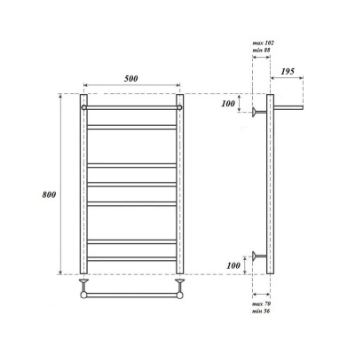 Полотенцесушитель электрический Point Аврора, 500 × 800, с ТЭНом, с полкой купить в интернет-магазине Азбука Сантехники