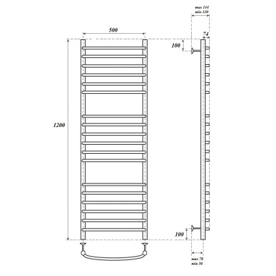 Полотенцесушитель электрический Point Альфа Премиум, 500 × 1200, с ТЭНом купить в интернет-магазине Азбука Сантехники