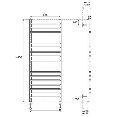 Полотенцесушитель электрический Point Нептун Премиум, 500 × 1000, с ТЭНом купить в интернет-магазине Азбука Сантехники