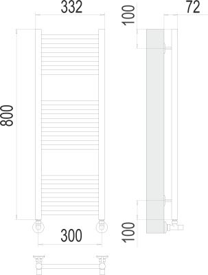 Полотенцесушитель водяной Terminus Аврора П16 300 × 800 купить в интернет-магазине Азбука Сантехники