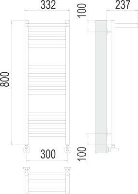Полотенцесушитель водяной Terminus Аврора П16 300 × 800 с полкой купить в интернет-магазине Азбука Сантехники