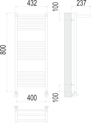 Полотенцесушитель водяной Terminus Аврора П16 400 × 800 с полкой купить в интернет-магазине Азбука Сантехники