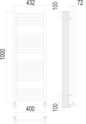 Полотенцесушитель водяной Terminus Аврора П20 400 × 1000 купить в интернет-магазине Азбука Сантехники