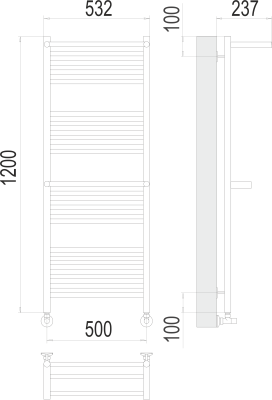 Полотенцесушитель водяной Terminus Аврора П22 500 × 1200 с 2 полками купить в интернет-магазине Азбука Сантехники