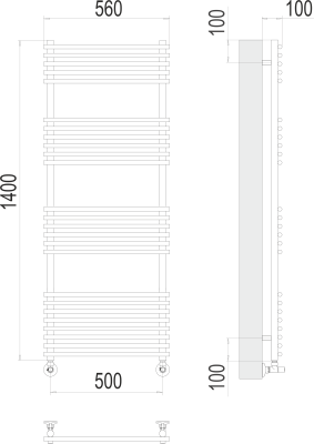 Полотенцесушитель водяной Terminus Ватра П25 500 × 1400 купить в интернет-магазине Азбука Сантехники