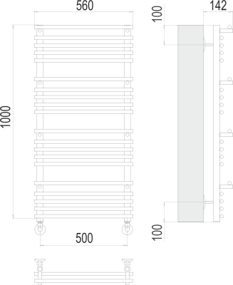 Полотенцесушитель водяной Terminus Вента люкс П20 500 × 1000 купить в интернет-магазине Азбука Сантехники