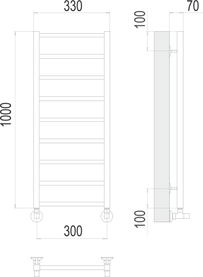 Полотенцесушитель водяной Terminus Контур П9 300 × 1000 купить в интернет-магазине Азбука Сантехники