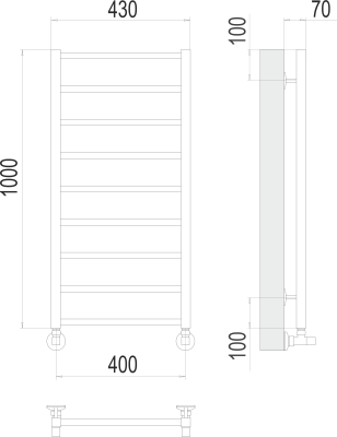 Полотенцесушитель водяной Terminus Контур П9 400 × 1000 купить в интернет-магазине Азбука Сантехники