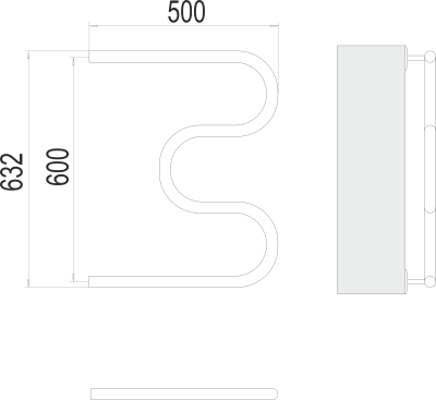 Полотенцесушитель водяной Terminus М-образный (1") 600 × 500 купить в интернет-магазине Азбука Сантехники