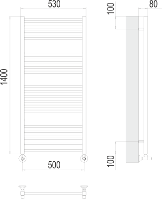 Полотенцесушитель водяной Terminus Сицилия П22 500 × 1400 купить в интернет-магазине Азбука Сантехники