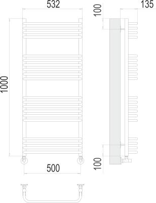 Полотенцесушитель водяной Terminus Стандарт П20 500 × 1000 купить в интернет-магазине Азбука Сантехники