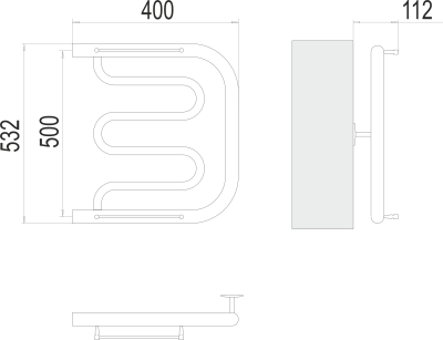 Полотенцесушитель водяной Terminus Фокстрот 1" БШ 500 × 400 купить в интернет-магазине Азбука Сантехники
