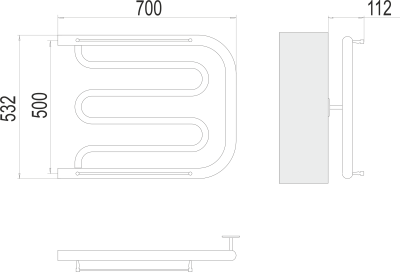 Полотенцесушитель водяной Terminus Фокстрот 1" БШ 500 × 700 купить в интернет-магазине Азбука Сантехники