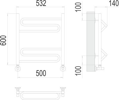 Полотенцесушитель водяной Terminus Юпитер П6 500 × 600 купить в интернет-магазине Азбука Сантехники