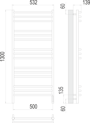 Полотенцесушитель электрический Terminus Прато П15 500 × 1300 купить в интернет-магазине Азбука Сантехники