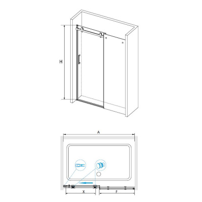 Душевая дверь RGW TO-14B, 1700 × 1950 мм, с прозрачным стеклом, профиль — черный купить в интернет-магазине Азбука Сантехники