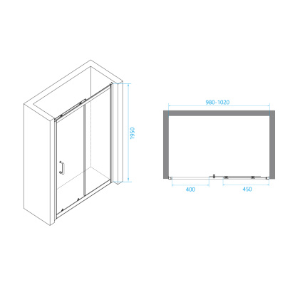 Душевая дверь RGW PA-14, 1000 × 1950 мм, с прозрачным стеклом, профиль — хром купить в интернет-магазине Азбука Сантехники