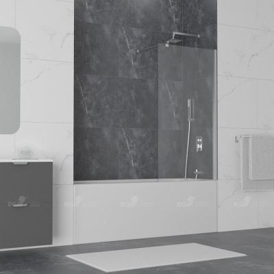 Шторка на ванну RGW SC-050, 700 × 1500 мм, с прозрачным стеклом, профиль — хром купить в интернет-магазине Азбука Сантехники