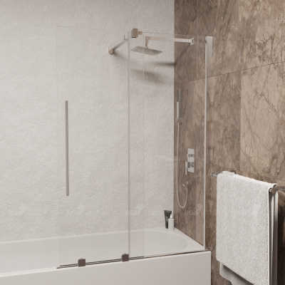 Шторка на ванну RGW SC-47, 900 × 1500 мм, с прозрачным стеклом, профиль — хром купить в интернет-магазине Азбука Сантехники