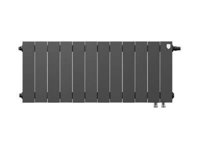 Радиатор биметаллический Royal Thermo PianoForte 300 VDR Noir Sable, с нижним подключением, 12 секций (черный) купить в интернет-магазине Азбука Сантехники