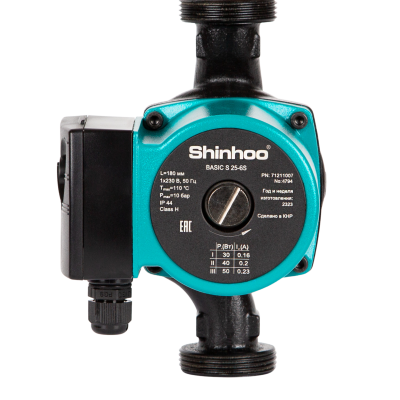 Насос циркуляционный Shinhoo BASIC S 32-4S 180 мм, 1 × 230 В, 50 / 40 / 30 Вт купить в интернет-магазине Азбука Сантехники